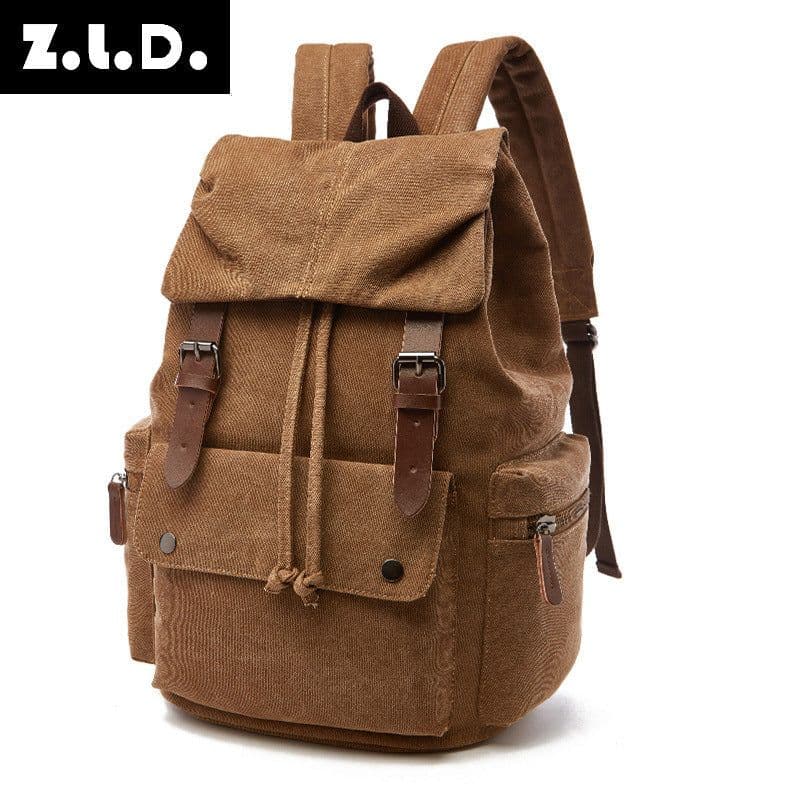 image-Canvas Army Green Backpack Computer Bag Korean Trendy Travel Backpack Womens