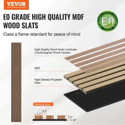 image-VEVOR Wood Slat Acoustic Panels, 7.9 x 94.5 inch, MDF Accent Wooden Wall Panels for Modern Interior Wall, Faux Wood Wall Board Panels for Stylish Decor and Noise Reduction, Walnut
