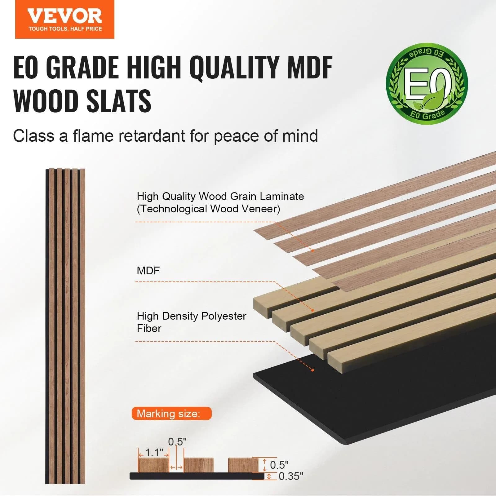 image-VEVOR Wood Slat Acoustic Panels, 7.9 x 94.5 inch, MDF Accent Wooden Wall Panels for Modern Interior Wall, Faux Wood Wall Board Panels for Stylish Decor and Noise Reduction, Walnut