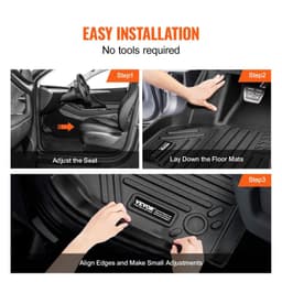 image-VEVOR Automotive Floor Mats, Fits for Tesla Model Y 2021-2024, 3 pcs Front and 2nd Row Liners, All Weather Custom Fit TPE Vehicle Floor Mats, Easy to Clean and Secure Floor Liners for SUV, Black