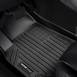 image-VEVOR Automotive Floor Mats, Fits for Tesla Model Y 2021-2024, 3 pcs Front and 2nd Row Liners, All Weather Custom Fit TPE Vehicle Floor Mats, Easy to Clean and Secure Floor Liners for SUV, Black
