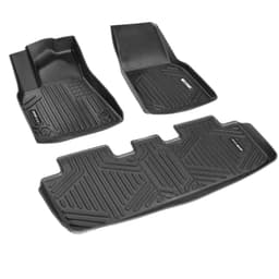 image-VEVOR Automotive Floor Mats, Fits for Tesla Model Y 2021-2024, 3 pcs Front and 2nd Row Liners, All Weather Custom Fit TPE Vehicle Floor Mats, Easy to Clean and Secure Floor Liners for SUV, Black