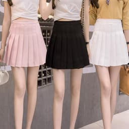 image-2021 spring, summer and autumn half-length skirt, high-waisted short skirt, anti-glare Korean A-type skirt, zipper waist, pleated skirt skirt, women
