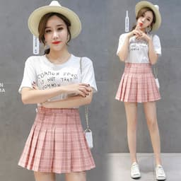 image-2021 spring, summer and autumn half-length skirt, high-waisted short skirt, anti-glare Korean A-type skirt, zipper waist, pleated skirt skirt, women