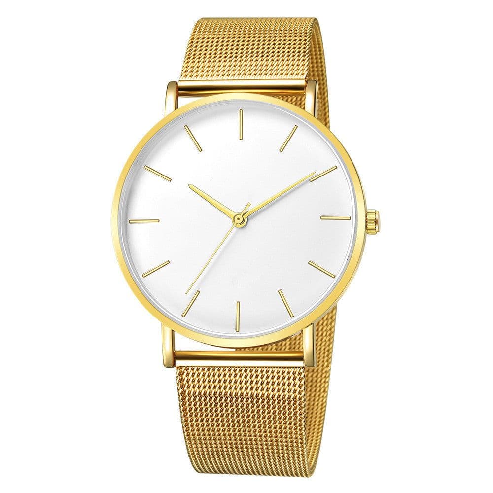 image-Hot selling men's fashion simple no LOGO watch mesh strap quartz watch student watch wristwatch