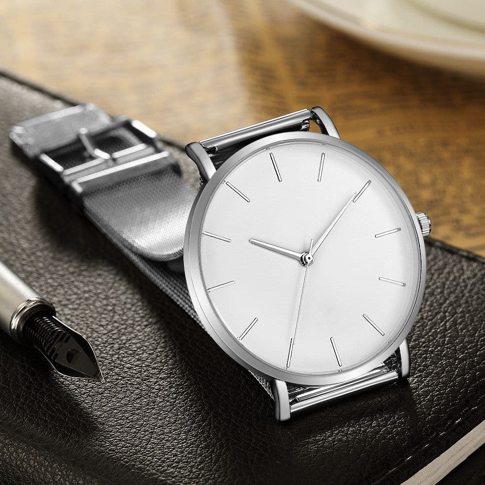 image-Hot selling men's fashion simple no LOGO watch mesh strap quartz watch student watch wristwatch
