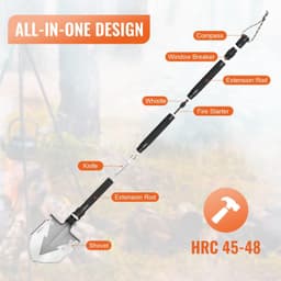 image-VEVOR Survival Shovel, 11 in 1 Camping Shovel Folding Multitool, Military Grade Portable Compact Tactical Shovel, Multifunction for Off-Roading, Camping, Hiking, Outdoor, Survivalist and Emergency