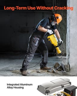 image-VEVOR Demolition Jack Hammer, 2200W Electric Jackhammer Heavy Duty, 1350 BPM Jack Hammer Concrete Breaker, with 1 Point Chisel, 1 Flat Chisel, Storage Case, Gloves and Goggles, for Demolition
