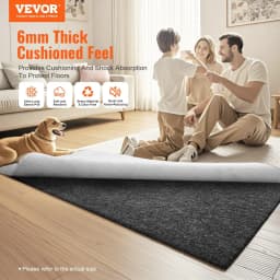 image-VEVOR - Slip-Resistant Rug Pad - Protective Cushioning Carpet Pad - 9' x 12' - 1/4"Thick - Dual Surface - Polyester Felt + Latex - Gray - 10-11㎡ Area Carpet Padding Rug Cushion Safe for All Floors