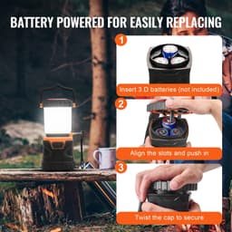 image-VEVOR LED Camping Lantern, All-in-one, 1000LM, 360° Illumination, 4 Lighting Modes, Battery Powered Light, Outdoor Robust Flashlight, Built to Last Light, Ideal for Hiking Fishing Outages Repairs