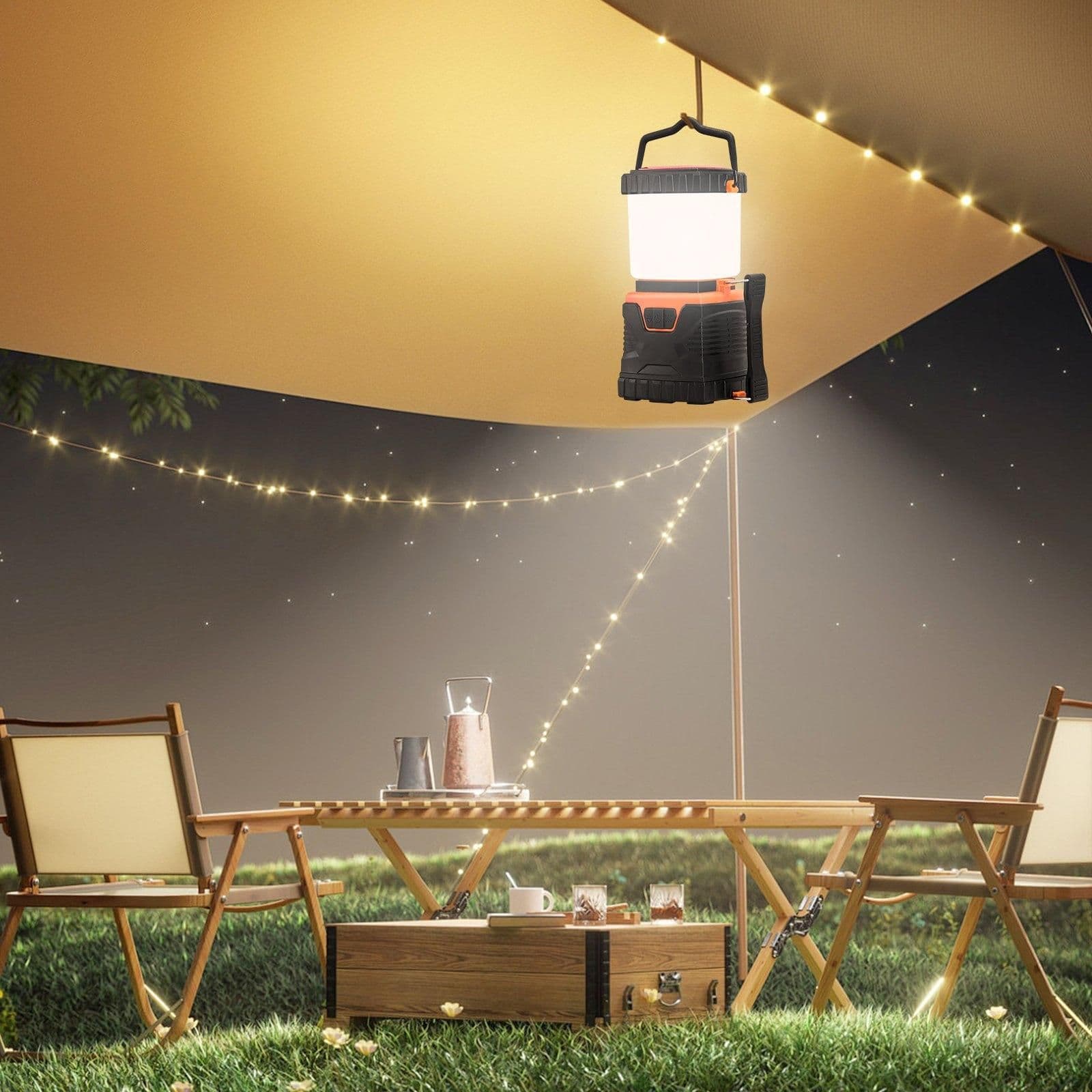 image-VEVOR LED Camping Lantern, All-in-one, 1000LM, 360° Illumination, 4 Lighting Modes, Battery Powered Light, Outdoor Robust Flashlight, Built to Last Light, Ideal for Hiking Fishing Outages Repairs