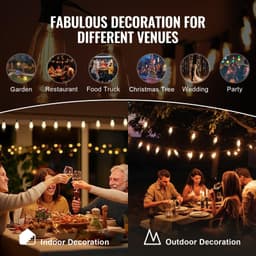 image-VEVOR LED Outdoor String Lights, 50FT, 2700K Dimmable Outside Patio Lights with 15 S14 Shatterproof Bulbs E12 Socket Base, Waterproof Hanging Lights for Porch Backyard Garden Balcony Deck Party Decor