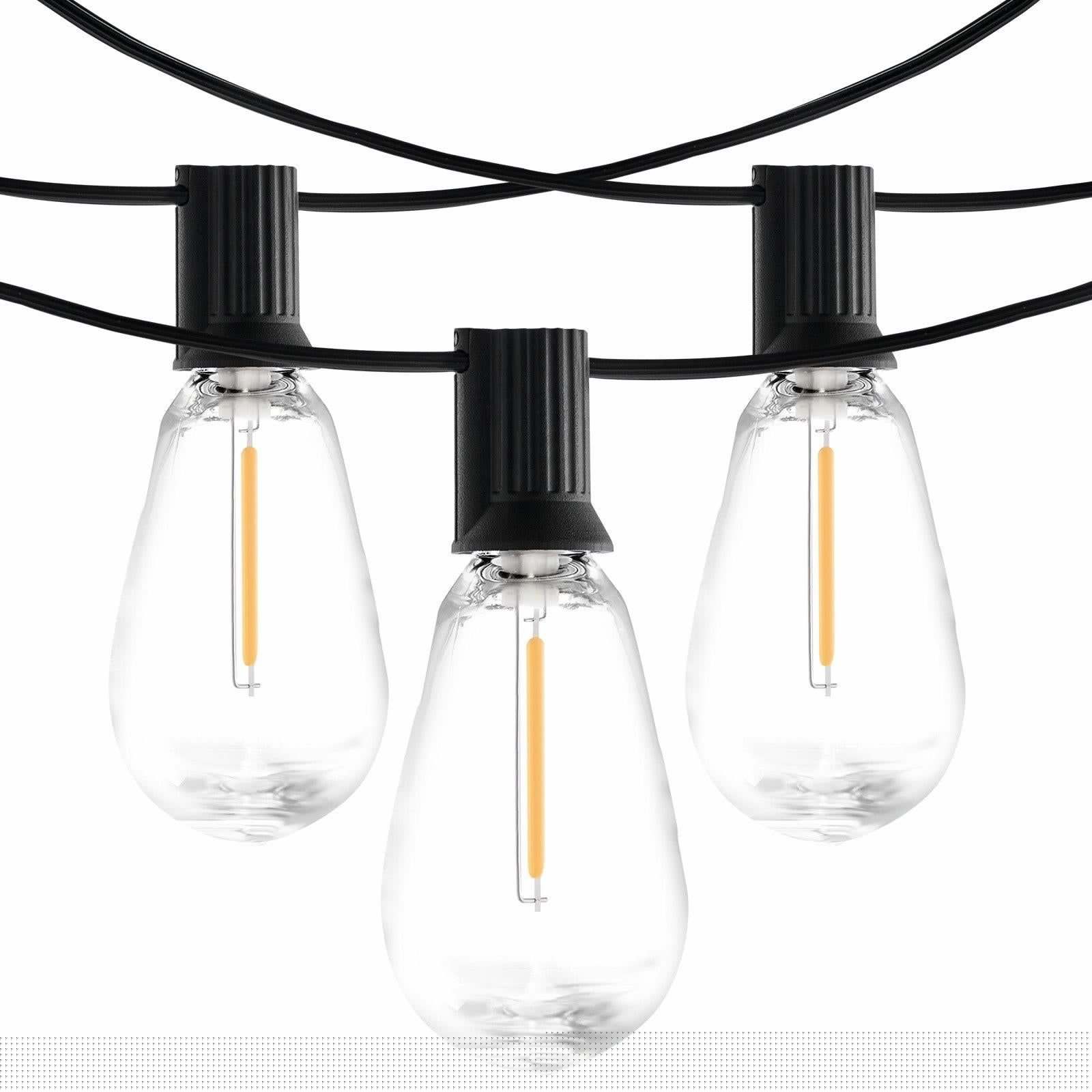 image-VEVOR LED Outdoor String Lights, 50FT, 2700K Dimmable Outside Patio Lights with 15 S14 Shatterproof Bulbs E12 Socket Base, Waterproof Hanging Lights for Porch Backyard Garden Balcony Deck Party Decor