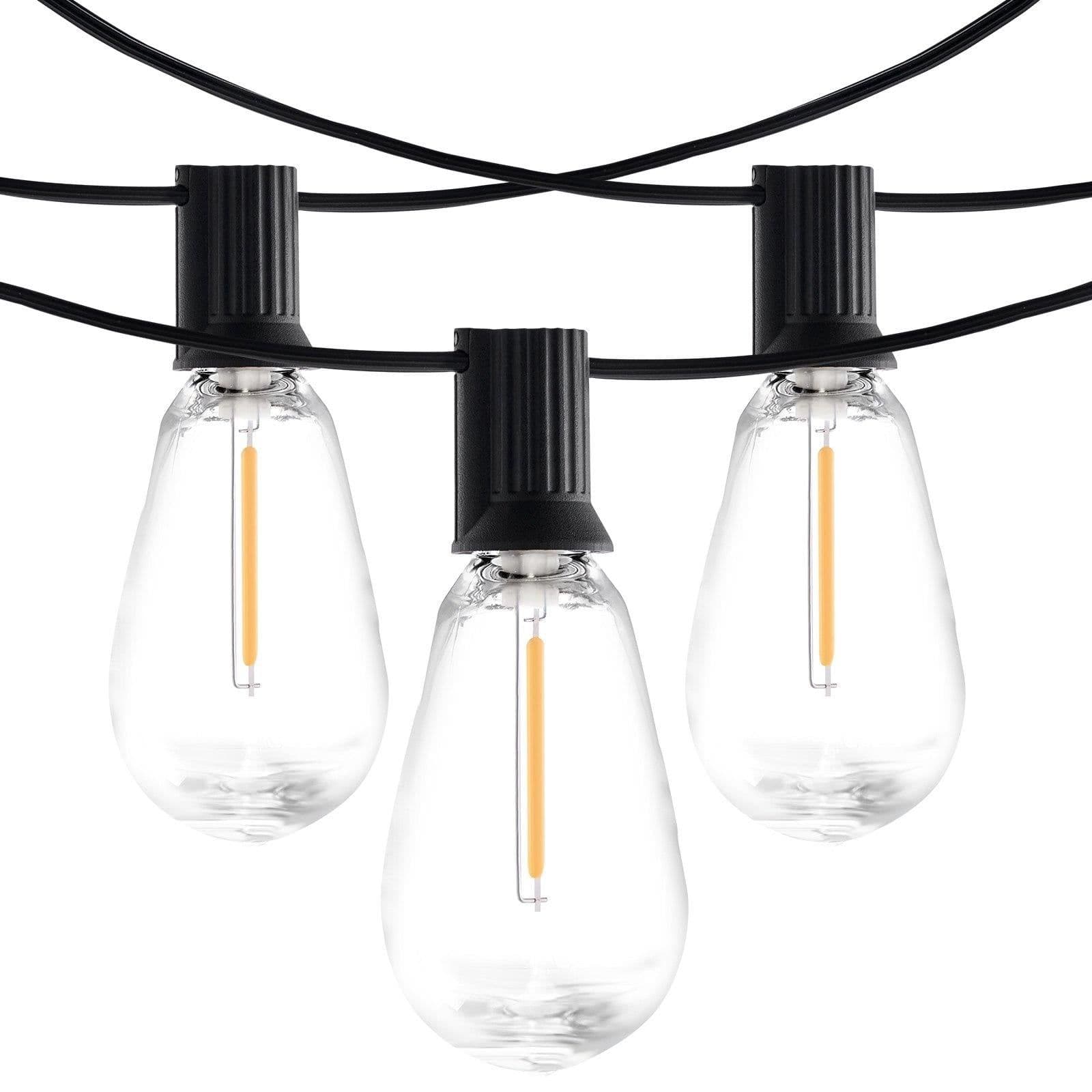 image-VEVOR LED Outdoor String Lights, 50FT, 2700K Dimmable Outside Patio Lights with 15 S14 Shatterproof Bulbs E12 Socket Base, Waterproof Hanging Lights for Porch Backyard Garden Balcony Deck Party Decor