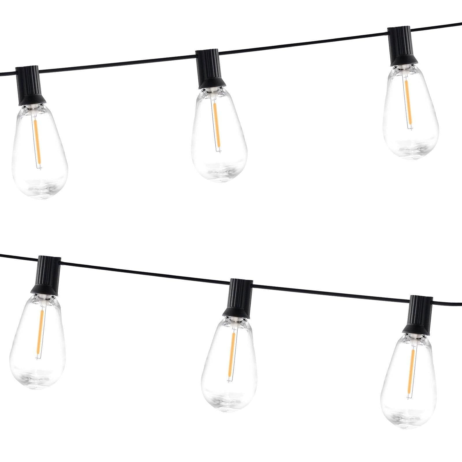 image-VEVOR LED Outdoor String Lights, 50FT, 2700K Dimmable Outside Patio Lights with 15 S14 Shatterproof Bulbs E12 Socket Base, Waterproof Hanging Lights for Porch Backyard Garden Balcony Deck Party Decor
