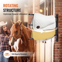 image-VEVOR Wall Mounted Saddle Rack, 30.9 x 29.9 x 5.5 in, 2 Packs Swing Out Saddle Holder, Three Tiers Horse Saddle Stand, Space Saving Horse Pad and Blanket Rack for Tack Room Organization