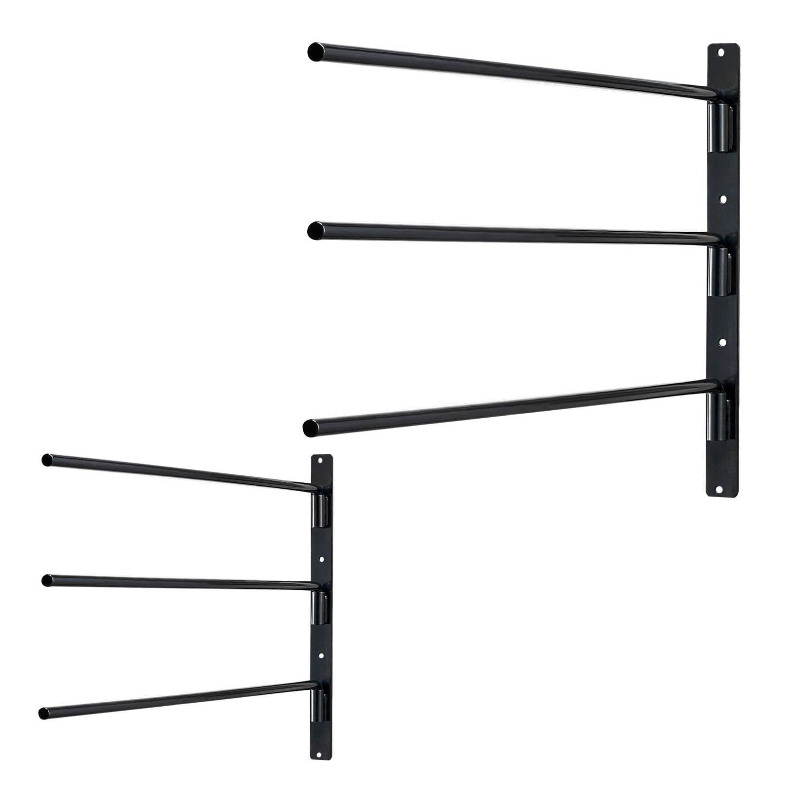 image-VEVOR Wall Mounted Saddle Rack, 30.9 x 29.9 x 5.5 in, 2 Packs Swing Out Saddle Holder, Three Tiers Horse Saddle Stand, Space Saving Horse Pad and Blanket Rack for Tack Room Organization