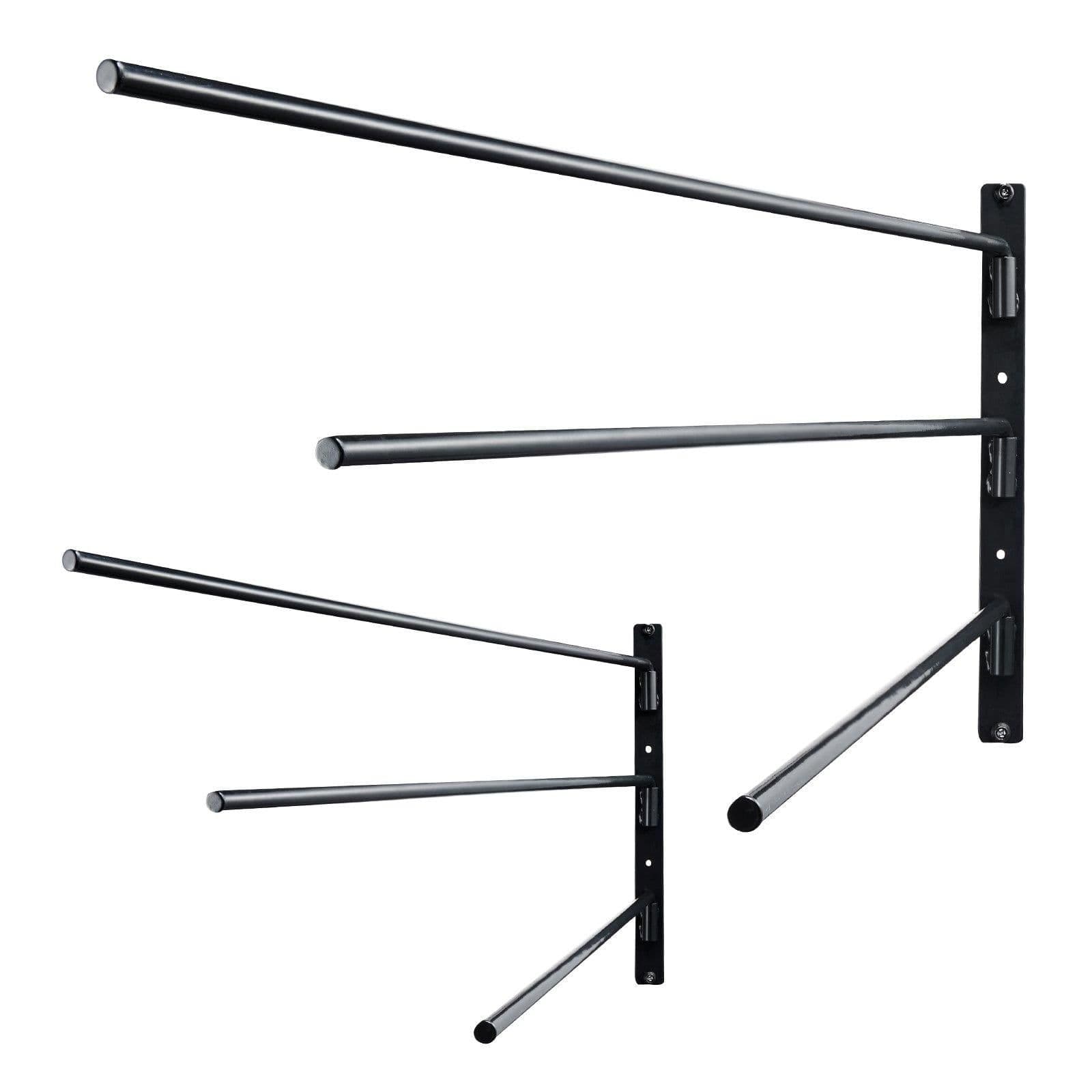 image-VEVOR Wall Mounted Saddle Rack, 30.9 x 29.9 x 5.5 in, 2 Packs Swing Out Saddle Holder, Three Tiers Horse Saddle Stand, Space Saving Horse Pad and Blanket Rack for Tack Room Organization
