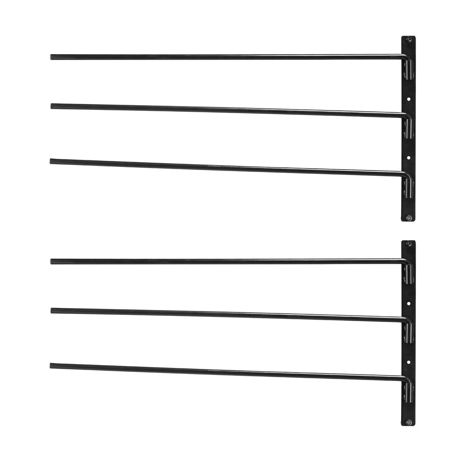 image-VEVOR Wall Mounted Saddle Rack, 30.9 x 29.9 x 5.5 in, 2 Packs Swing Out Saddle Holder, Three Tiers Horse Saddle Stand, Space Saving Horse Pad and Blanket Rack for Tack Room Organization