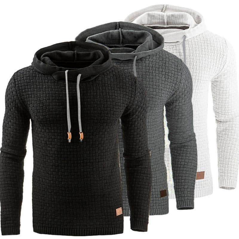 image-Men's Jacquard Sweater Long-sleeved Hoodie Warm Color Hooded Sweatshirt Jacket