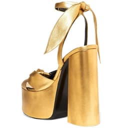 image-Summer new thick-heeled high-heeled shoes fish mouth golden sandals bow star shoes fashion large size women's shoes