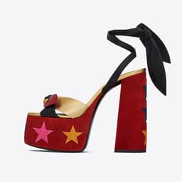 image-Summer new thick-heeled high-heeled shoes fish mouth golden sandals bow star shoes fashion large size women's shoes