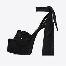 image-Summer new thick-heeled high-heeled shoes fish mouth golden sandals bow star shoes fashion large size women's shoes