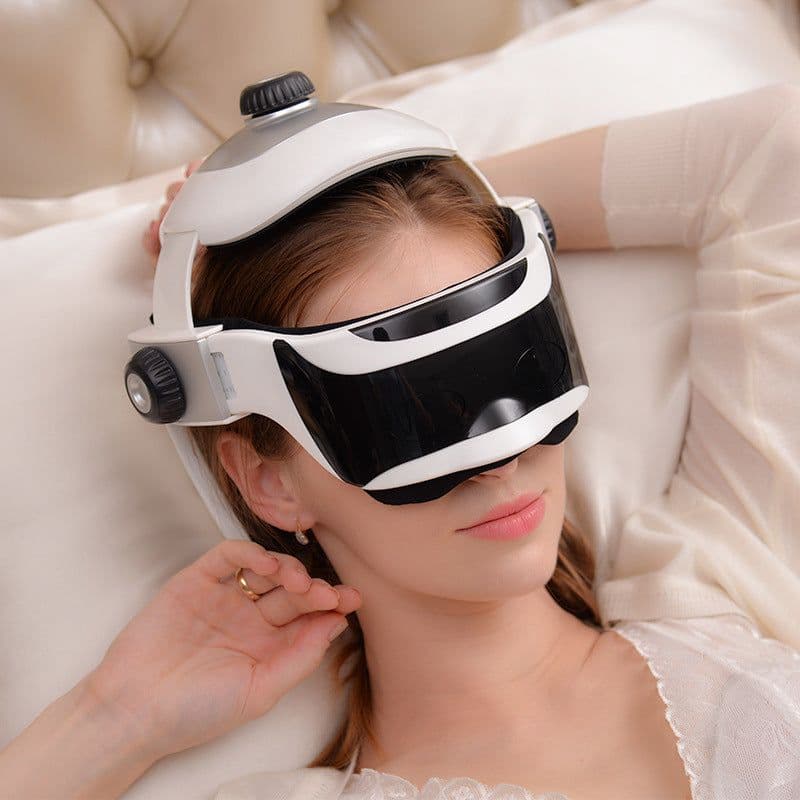 image-Head and eye integrated multifunctional scalp brain relaxing head massager helmet sleep instrument factory direct sales