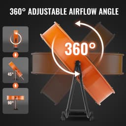 image-VEVOR Drum Fan, 24 Inch High Velocity Industrial Shop Fan, Heavy Duty Commercial Use 3-Speed 8600CFM, 360°Adjustable Tilting,0-2h Timer Industrial Floor Fan for Warehouse,Workshop,Factory, Basement