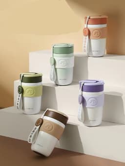 image-Ladies Accompanying Cup Girls Portable Stainless Steel Straw Water Cup Men