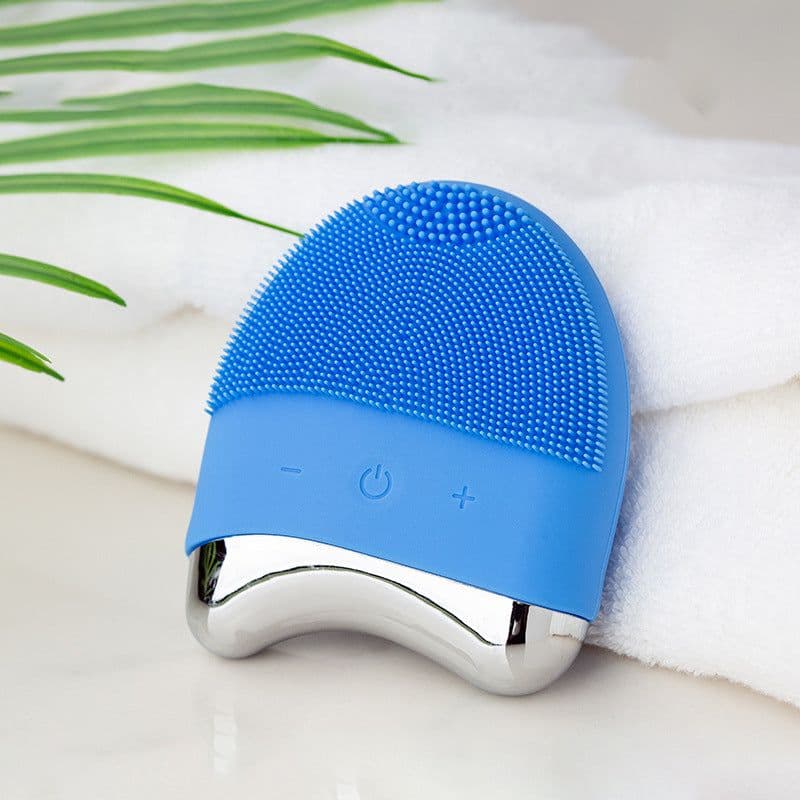 image-Electric silicone cleansing instrument pore cleaning brush mini ultrasonic male and female net red live makeup remover and face wash artifact