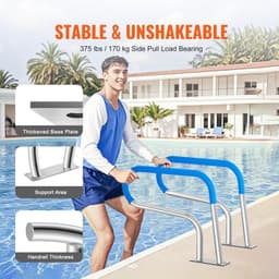 image-VEVOR Pool Handrail, 32 x 23 inch Pool Railing, Stainless Steel with Base Plate for Indoor/Outdoor Pools,Swimming Pool Safety Railing for Decks,Rust-Proof Grab Bar w/ Grip Cover&Accessories for Spas