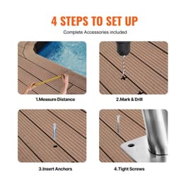 image-VEVOR Pool Handrail, 32 x 23 inch Pool Railing, Stainless Steel with Base Plate for Indoor/Outdoor Pools,Swimming Pool Safety Railing for Decks,Rust-Proof Grab Bar w/ Grip Cover&Accessories for Spas