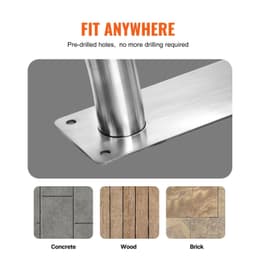 image-VEVOR Pool Handrail, 32 x 23 inch Pool Railing, Stainless Steel with Base Plate for Indoor/Outdoor Pools,Swimming Pool Safety Railing for Decks,Rust-Proof Grab Bar w/ Grip Cover&Accessories for Spas