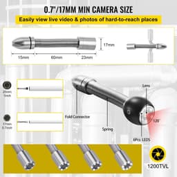 image-VEVOR Sewer Camera, 164ft/50M 4.3" Pipe Drain Inspection Camera with DVR Function & Snake Cable, Waterproof IP68 Borescope w/LED Lights, Industrial Endoscope for Home Wall Duct Drain Pipe Plumbing