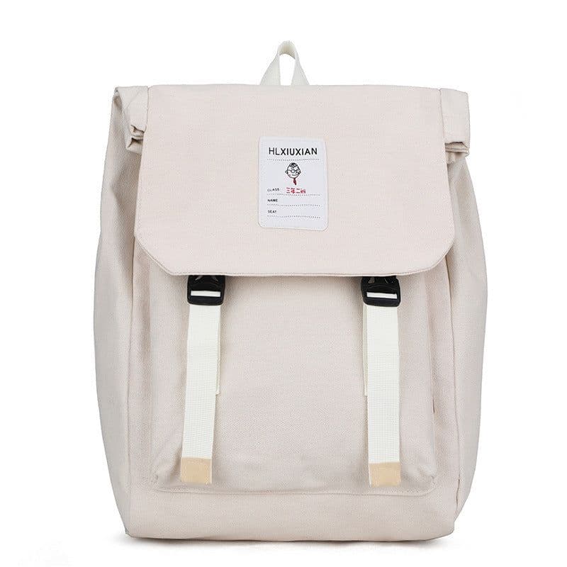 image-Canvas Backpack 2019 New South Korea Dongdaemun Double Belt Pure Color Backpack Middle School Student School Bag Casual Female Bag