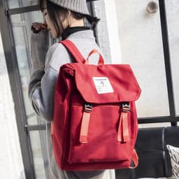 image-Canvas Backpack 2019 New South Korea Dongdaemun Double Belt Pure Color Backpack Middle School Student School Bag Casual Female Bag