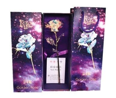 image-24K Luminous Color Gold Rose Flower Set