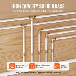 image-VEVOR Pipe Fittings, 3/4" 12PCS Brass Pipe Fittings, Clamp-style 3/4 NPT Pipe Connector Brass Air Fittings, Heavy Duty Plumbing Fittings NPT Adapter for Heating/Shower Systems, Water Pipes