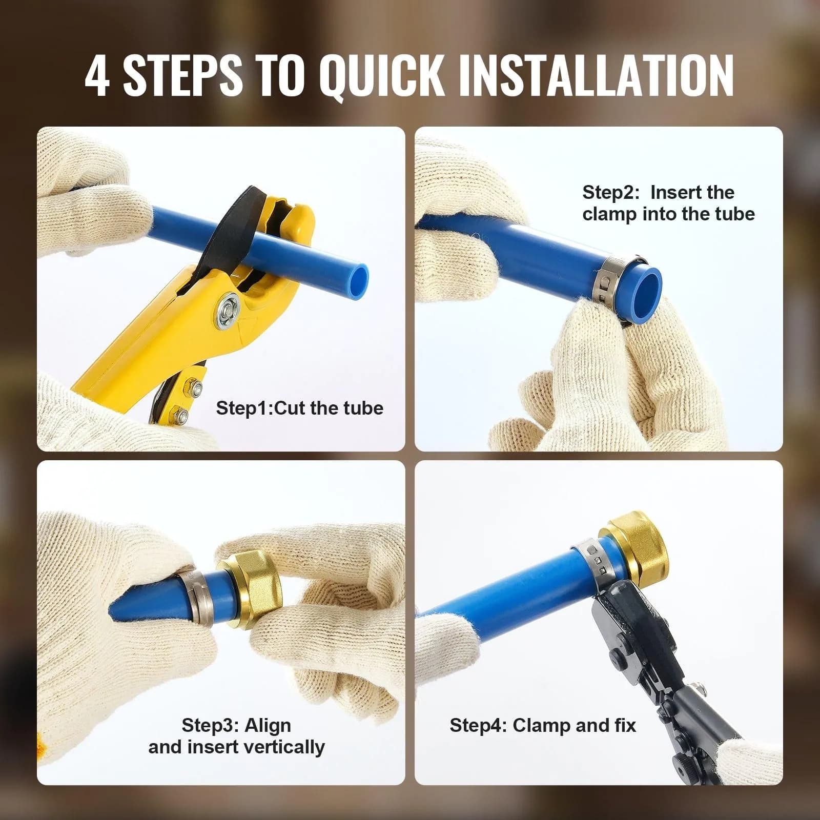 image-VEVOR Pipe Fittings, 3/4" 12PCS Brass Pipe Fittings, Clamp-style 3/4 NPT Pipe Connector Brass Air Fittings, Heavy Duty Plumbing Fittings NPT Adapter for Heating/Shower Systems, Water Pipes
