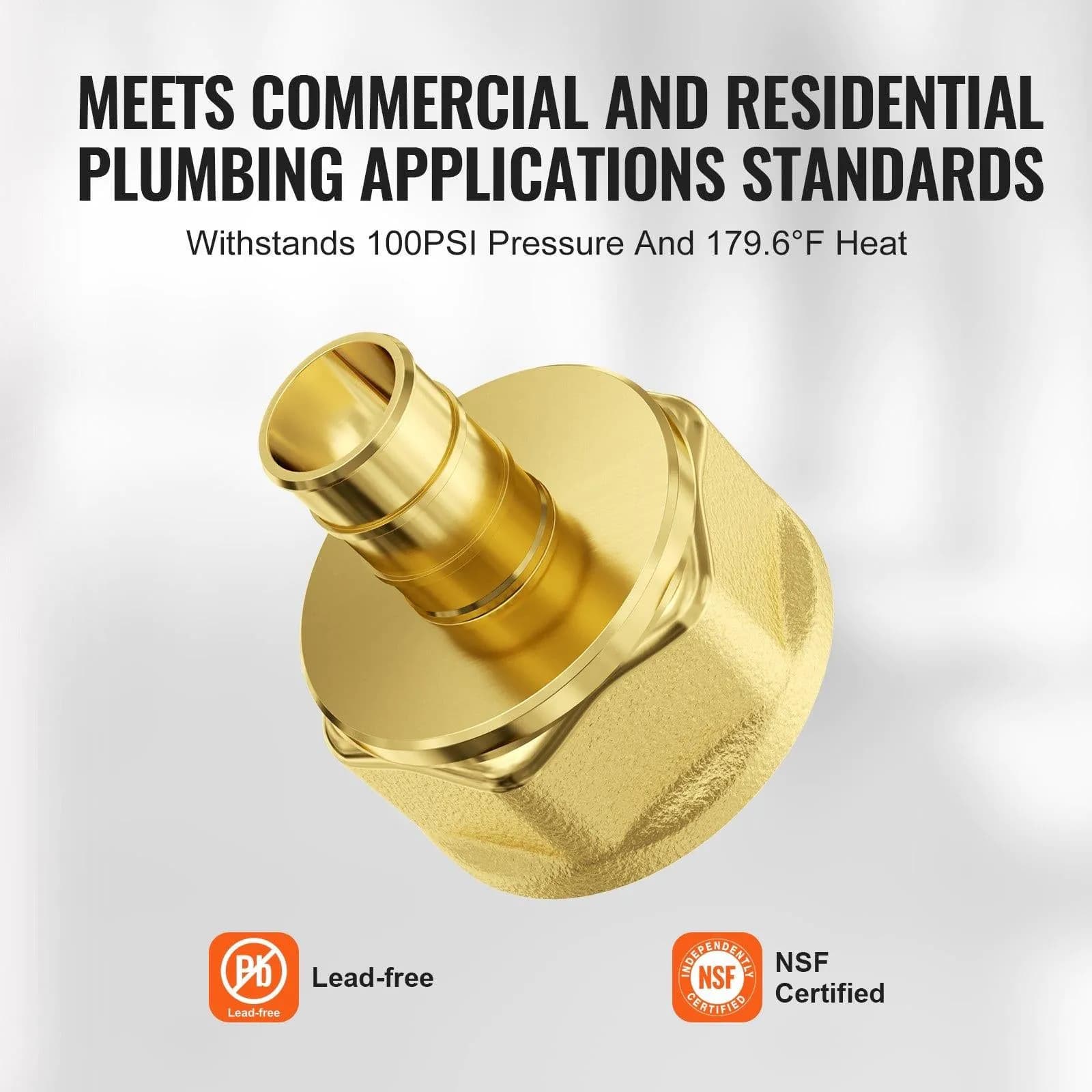 image-VEVOR Pipe Fittings, 3/4" 12PCS Brass Pipe Fittings, Clamp-style 3/4 NPT Pipe Connector Brass Air Fittings, Heavy Duty Plumbing Fittings NPT Adapter for Heating/Shower Systems, Water Pipes
