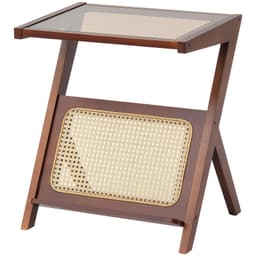 image-VEVOR Rattan Coffee Table, Z-Shaped Rattan Woven Bamboo Coffee Table with Tempered Glass Top, 20” Modern Boho Storage Coffee Table with Natural Bamboo Legs, for Living Room, Bedroom & Small Spaces