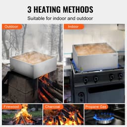 image-VEVOR Maple Syrup Evaporator Pan, 24.9 Gallon, 362 Cups of 8.8oz Maple Syrup, Flat Evaporator Pan with 1 Valve and 3 Heating Methods, 304 Stainless Steel Maple Syrup Pan for Home, Outdoor