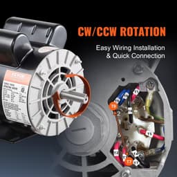 image-VEVOR 2HP SPL Air Compressor Electric Motor, 115/230V, 20/10 Amps, 56 Frame 3450RPM, 5/8" Keyed Shaft, 1.88" Shaft Length, Single Phase, CCW/CW (Factory Setting is CCW)