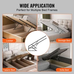 image-VEVOR Bed Lift, 59x79 in Compatible Extra-large Size 309 lbs Load Bearing, DIY Wall Bed Mechanical Hardware Kit Vertical Deluxe, Pneumatic Lever Heavy Duty Support, Folding for Guestroom