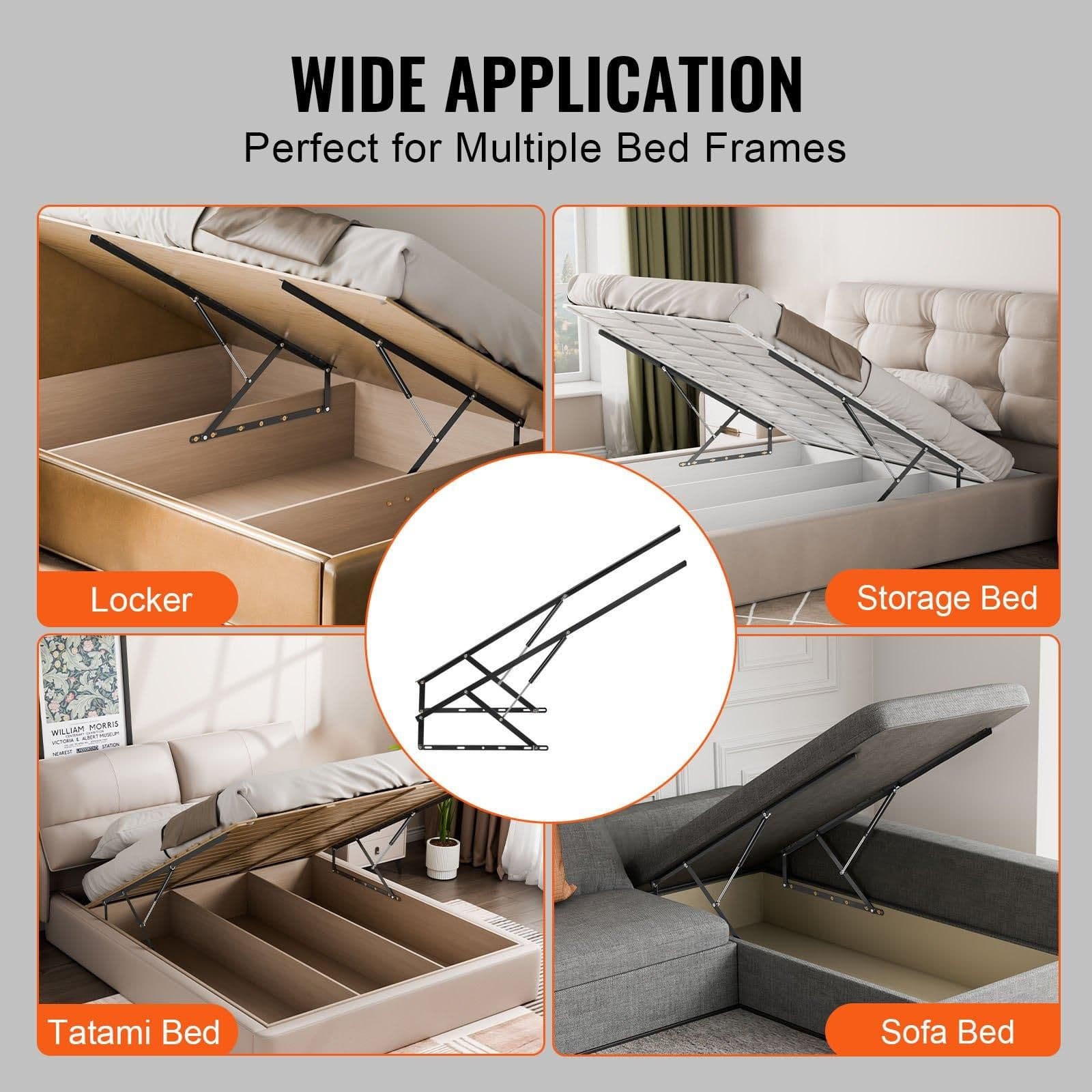 image-VEVOR Bed Lift, 59x79 in Compatible Extra-large Size 309 lbs Load Bearing, DIY Wall Bed Mechanical Hardware Kit Vertical Deluxe, Pneumatic Lever Heavy Duty Support, Folding for Guestroom