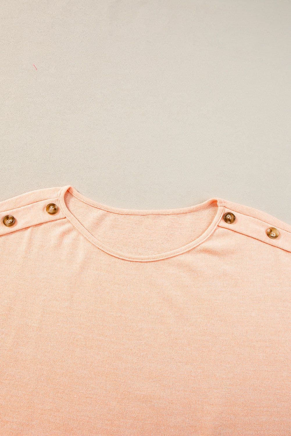 image-Smoke Gray Batwing Sleeve Casual Tee - Button Detail, Versatile