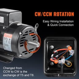 image-VEVOR 7.5HP Air Compressor Motor, 230V 31.6 Amps Electric Motor, 3450RPM 184T Frame, 1-1/8" Keyed Shaft, 2.75" Shaft Length for Air Compressors, Single Phase, CCW/CCW (Factory Setting is CCW)