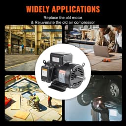 image-VEVOR 7.5HP Air Compressor Motor, 230V 31.6 Amps Electric Motor, 3450RPM 184T Frame, 1-1/8" Keyed Shaft, 2.75" Shaft Length for Air Compressors, Single Phase, CCW/CCW (Factory Setting is CCW)