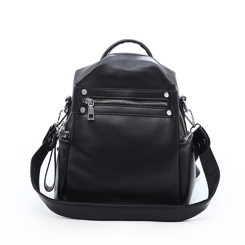 image-Backpack female Korean version 2018 new trendy female bag fashion all-match soft leather personalized school bag casual shoulder backpack